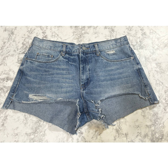BLANKNYC The Barrow Vintage HIgh Rise Shorts 31 Denim Raw Hem Grunge Distressed - Picture 1 of 8